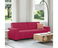 Trivietė sofa, vyno raudonumo, 220x78x84 cm, aksominė