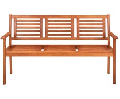 Trivietis sodo suoliukas su pagalve, 150cm, eukalipto masyvas