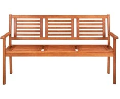Trivietis sodo suoliukas su pagalvėle, 150cm, eukalipto masyvas