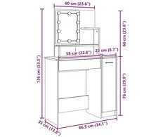 tualetinis staliukas su LED Old Wood 86,5x35x136 cm