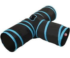Tunelis katėms, 3 krypčių, juodas ir mėlynas, 90cm, poliesteris