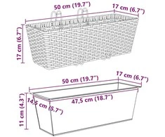 Turėklas 2 vnt. Juoda 50 x 17 x 17 cm Metalas