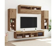 TV staliukas TV spintelių komplektas 6 pcs artisano ąžuolo Apdirbta mediena