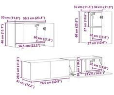 TV staliukas TV sieninio kabineto komplektas 4 pcs Pilkas Sonoma