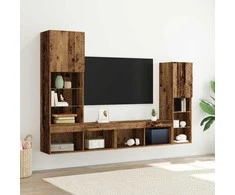 TV staliukas Televizoriaus spintelė 4 pcs Sena mediena Apdirbta mediena