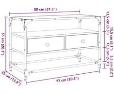TV staliukas TV spintelė, dūminio ąžuolo, 80x35x51cm, mediena