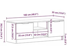 TV staliukas Televizoriaus spintelė Juodas ąžuolas 102 x 32 x 35.5 cm