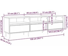 TV staliukas Televizoriaus spintelė Senovinis medis 150 x 30 x 45 cm