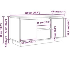 TV staliukas TV spintelė su LED apšvietimu, dūminio ąžuolo, 100x41x50 cm