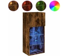 TV staliukas TV spintelė su LED lemputėmis, dūminio ąžuolo, 40,5x30x90cm