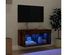TV staliukas TV spintelė su LED lemputėmis, dūminio ąžuolo, 60x30x30cm
