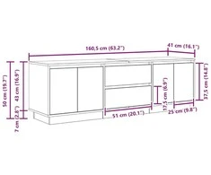 TV staliukas TV spintelė su LED lemputėmis, dūminio ąžuolo, 160,5x41x50 cm