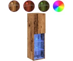 TV staliukas TV spintelė su LED lemputėmis, medienos spalvos, 30,5x30x102cm