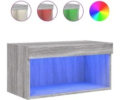 TV staliukas TV spintelė su LED lemputėmis, pilka ąžuolo, 60x30x30cm