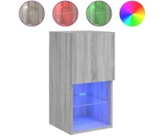 TV staliukas TV spintelė su LED lemputėmis, pilka ąžuolo, 30,5x30x60cm