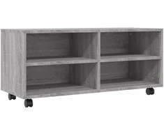 TV staliukas TV spintelė su ratukais, pilka ąžuolo, 90x35x35cm, mediena