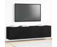 TV staliukas TV spintelės, 2 vnt., juodo ąžuolo spalvos, 160x30x41 cm, inžinerinė mediena
