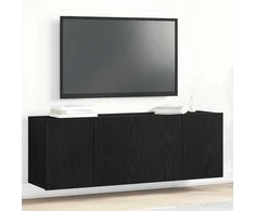 TV staliukas TV spintelės, 2 vnt., juodo ąžuolo spalvos, 120x30x41 cm, inžinerinė mediena