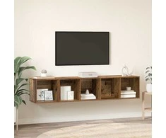 TV staliukas TV spintelės komplektas 2 pcs Senovinis medis Apdirbta mediena