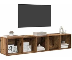 TV staliukas TV spintelės komplektas 2 pcs Senovinis medis Apdirbta mediena