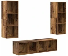 TV staliukas TV spintelių komplektas 3 pcs Senovinis medis Apdirbta mediena