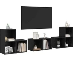 TV staliukas TV spintelių komplektas 6 pcs Juodas ąžuolas Apdirbta mediena