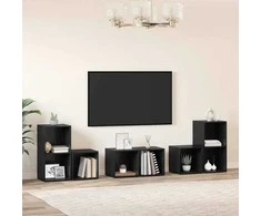 TV staliukas TV spintelių komplektas 6 pcs Juodas ąžuolas Apdirbta mediena
