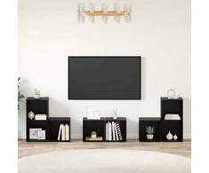 TV staliukas TV spintelių komplektas 6 pcs Juodas ąžuolas Apdirbta mediena