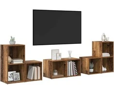 TV staliukas TV spintelių komplektas 6 pcs Senovinis medis Apdirbta mediena