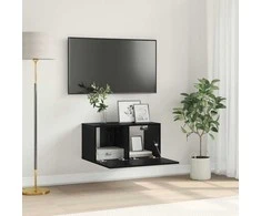 TV staliukas TV spintelių komplektas Juoda 60 x 30 x 30 cm Apdirbta mediena