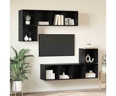 TV staliukas TV spintelių komplektas 4 pcs Juodas ąžuolas Apdirbta mediena