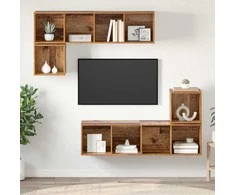 TV staliukas TV spintelių komplektas 4 pcs Senovinis medis Apdirbta mediena