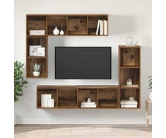 TV staliukas TV spintelių komplektas 4 pcs Senas medis Apdirbta mediena