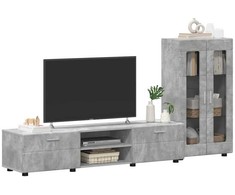 TV spintelių komplektas su stalčių FLORIN 3 pcs Betono pilka