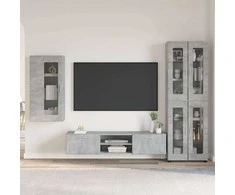 TV spintelių komplektas su stalčių FLORIN 3 pcs Betono pilka