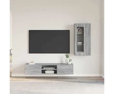 TV spintelių komplektas su stalčių FLORIN 3 pcs Pilkas Sonoma