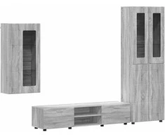 TV spintelių komplektas su stalčių FLORIN 3 pcs Pilkas Sonoma