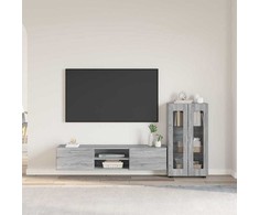 TV spintelių komplektas su stalčių FLORIN 3 pcs Pilkas Sonoma
