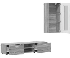 TV spintelių komplektas su stalčių FLORIN 3 pcs Pilkas Sonoma