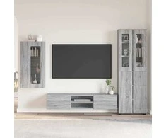TV spintelių komplektas su stalčių FLORIN 3 pcs Pilkas Sonoma