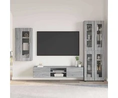TV spintelių komplektas su stalčių FLORIN 3 pcs Pilkas Sonoma