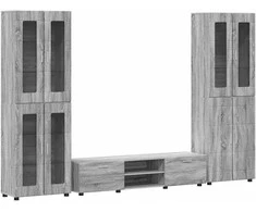TV spintelių komplektas su stalčių FLORIN 3 pcs Pilkas Sonoma