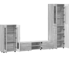 TV spintelių komplektas su stalčių FLORIN 3 pcs Pilkas Sonoma