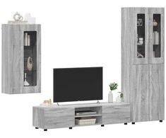 TV spintelių komplektas su stalčių FLORIN 3 pcs Pilkas Sonoma