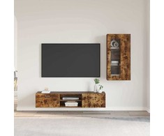 TV spintelių komplektas su stalčių FLORIN 3 pcs Rūkyta ąžuolas