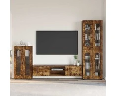 TV spintelių komplektas su stalčių FLORIN 3 pcs Rūkyta ąžuolas
