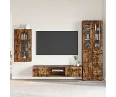 TV spintelių komplektas su stalčių FLORIN 3 pcs Rūkyta ąžuolas