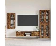 TV spintelių komplektas su stalčių FLORIN 3 pcs Rūkyta ąžuolas