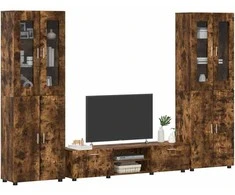 TV spintelių komplektas su stalčių FLORIN 3 pcs Rūkyta ąžuolas