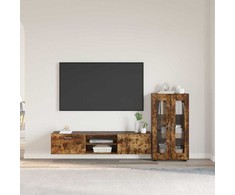 TV spintelių komplektas su stalčių FLORIN 3 pcs Rūkyta ąžuolas